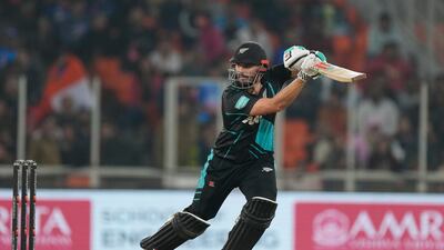 New Zealand's Daryl Mitchell drives. AP