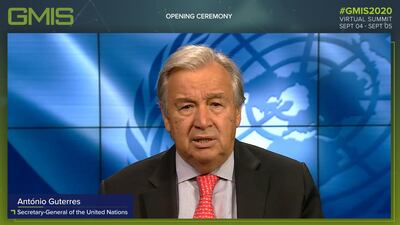 United Nations Secretary-General Antnio Guterres speaks at the Global Manufacturing and Industrialisation Summit.
