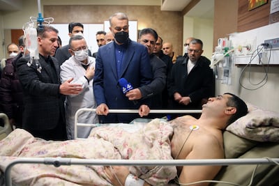 A man wounded in the attack on Azerbaijan's embassy in Tehran. AFP