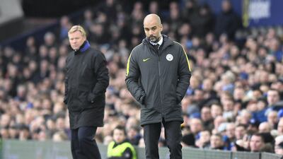 Pep Guardiola, right, has been an understudy to Ronald Koeman, left, during their time at Barcelona. They have since become good friends and rival managers. Michael Regan / Getty Images