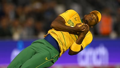 South Africa fielder Lungi Ngidi takes a catch to dismiss England's Jonny Bairstow for 30. Getty