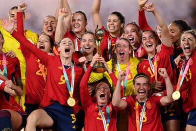 Spain lift the Fifa Women's World Cup in Sydney last year. According to LinkedIn, in 2023 only 5 per cent of those hired to be sports scouts in the UK were women. Getty Images