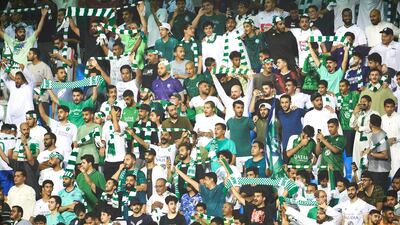 Al Ahli fans support the team inside the Prince Mohamed bin Fahd Stadium. Getty