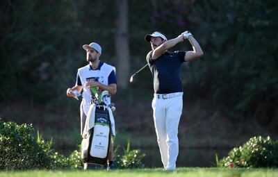 DUBAI, UNITED ARAB EMIRATES - NOVEMBER 22: Mike Lorenzo-Vera plays his second shot on the 16th hole during Day Two of the DP World Tour Championship Dubai at Jumeirah Golf Estates on November 22, 2019 in Dubai, United Arab Emirates. (Photo by Ross Kinnaird/Getty Images)
