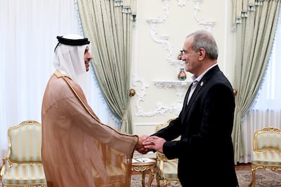 The Qatari Prime Minister's visit came two days after Iran and Oman said they were working on a “temporary navigational corridor” for shipping in the Strait of Hormuz. Iranian presidential office handout