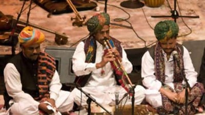 Khete Kahn, Habib Langa and Bunda Langa of Rupayan, an ensemble from Rajasthan, perform.