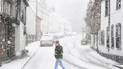 A snow flurry in Lenham, Kent. AP