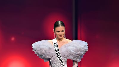 Miss Universe Czech Republic Klara Vavruskova in a dress by Dubai designer Michael Cinco at the Miss Universe pageant in Florida. Michael Cinco