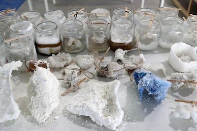 The two architects have been experimenting with salt minerals found in the UAE. Pawan Singh / The National