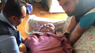 Khaldoon Sinjab arrived in Abu Dhabi from Beirut on an especially-equipped plane. He will be treated at Cleveland Clinic. Wam