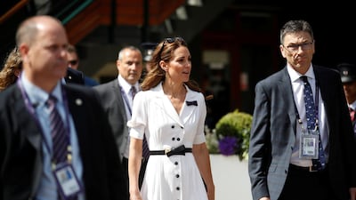 The Duchess of Cambridge arrives at Wimbledon in Southwest London for Day 2 of Wimbledon. Reuters
