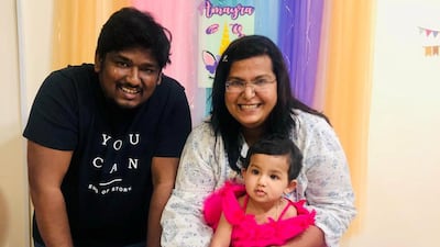 Sujay Sarigommula with his wife Anupama and daughter Amayra. Courtesy: Sujay Sarigommula
