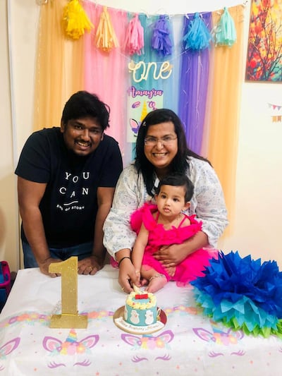 Sujay Sarigommula with his wife Anupama and daughter Amayra. Courtesy: Sujay Sarigommula