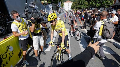 Jumbo-Visma's Danish rider Jonas Vingegaard after finishing Stage 16. AFP