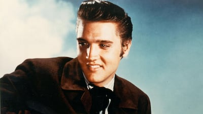 Elvis Presley in his prime, during the filming of ‘Love Me Tender’, in Los Angeles in 1956. Michael Ochs Archives / Getty Images