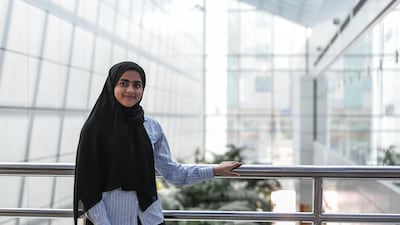 Mahra Al Breiki, a 15-year-old Emirati pupil at Applied Technology High School in Abu Dhabi, is hoping her project will help fellow eczema sufferers receive diagnosis moe easily. Khushnum Bhandari for The National