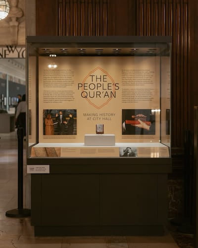 The 18th-century Quran at New York Public Library's Bryant Park branch. Photo: Zohran Mamdani / Instagram