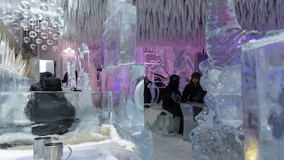 Spread across 213 square metres, and set at -6ºC, the lounge is furnished with sculptures, seats and tables made out of ice.