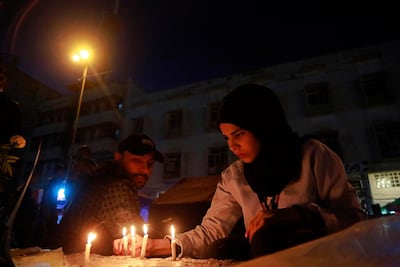 Candles for slain protesters in Tahrir Square, Baghdad, Nov. 18, 2019. US Secretary of State Mike Pompeo said he "deplores" the crackdown by the Iraqi authorities, as well as the kidnapping of protesters. Government forces and Iranian-backed militia killed 300 people and wounded thousands since the Iraqi uprising started on October 1. AP