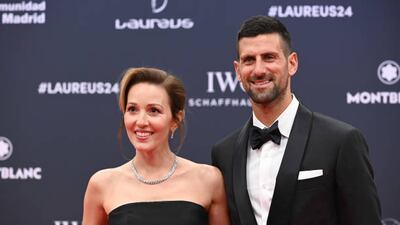 Novak Djokovic on the red carpet alongside his wife Jelena. Getty