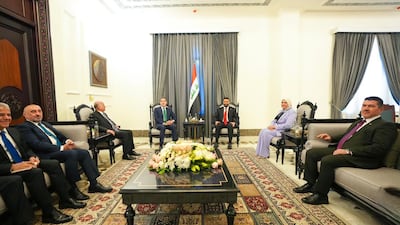 Iraq's prime minister-designate Ali Al Zaidi, centre right, alongside Nechirvan Barzani, President of the Kurdistan region. Photo: Iraqi Prime Ministers' Office