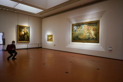 The room where 15th-century painting 'The Birth of Venus' by Italian Renaissance artist Sandro Botticelli hangs, right. AP Photo