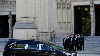 Albright’s coffin arrives at Washington National Cathedral. EPA
