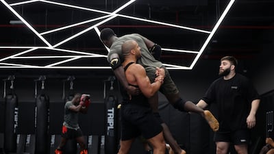 France's Ciryl Gane trains at the Tripl3 Gym in Dubai.