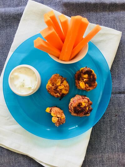 Mini veggie burger bites with tzatziki. Courtesy Emily Price