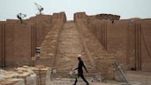 Restoration work at the Great Ziggurat in the ancient city of Ur, believed to be the birthplace of Abraham, in Iraq's southern Dhi Qar province. AFP