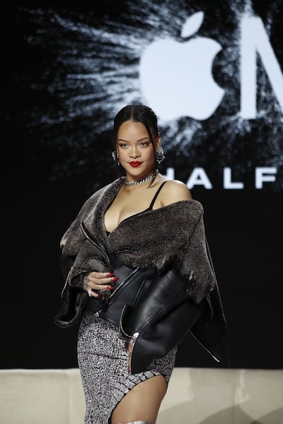 Rihanna at the Apple Music Super Bowl LVII half-time show press conference. EPA