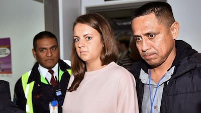 Scottish drug mule Melissa Reed is escorted by Peruvian authorities at Lima’s international airport. Cris Bouroncle / AFP Photo