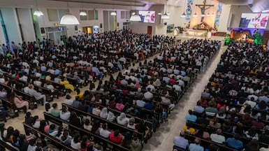 Masses at St Mary's Catholic Church will be indoor only for now, church authorities say. Antonie Robertson / The National