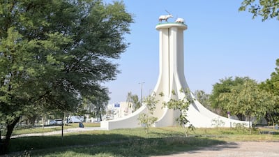 The Deer Roundabout sculpture was previously moved to the intersection project in the Ma'aterid area as part of the long-term plan to boost traffic infrastructure. Photo: Khushnum Bhandari / The National