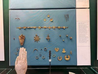A display of artefacts from Tell Al Ajjul in modern Gaza, which the museum's guide notes refer to by the region’s ancient name of Southern Canaan. Lemma Shehadi / The National