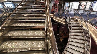 The sparkling Swarovski-crystal staircase on the MSC Virtuosa