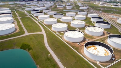 Storage tanks in Cushing, Oklahoma. Oil markets will brace for fresh supply from Opec+ in the next quarter as some of supply curbs are eased. Reuters