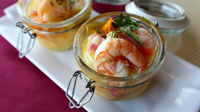 Escabeche — it’s an opulent and refreshing starter with seafood in a classic Mediterranean marinade. Pawan Singh / The National