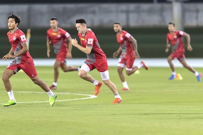 Robbie Keane took part in a training session with his ATK teammates at the Nad Al Sheba Sports Complex last year. Christopher Pike / The National
