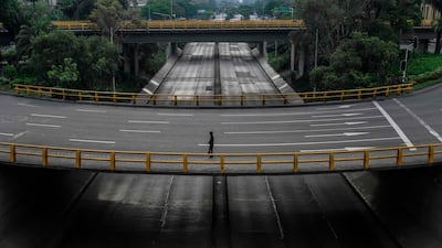 Aerial view of empty roads in Medellin, Colombia. AFP
