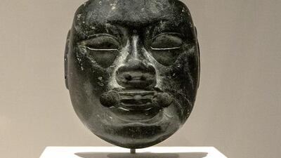 'Olmec Stone Mask', greenstone, 500 - 300 BCE, Mexico. Mona Al-Marzooqi / The National