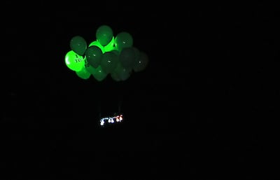 Balloons attached to flammable materials launched by Palestinian protesters fly towards Israel. AFP