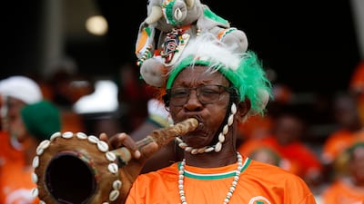 An Ivory Coast fan inside the stadium before the match. Reuters