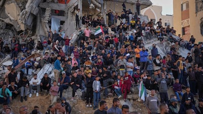 The celebration attracted a a large crowd in Khan Younis. AP