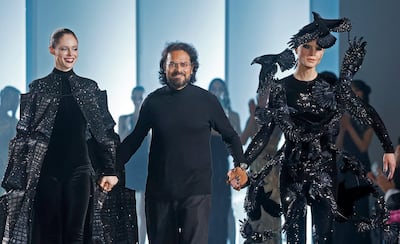 Rahul Mishra at the end of the haute couture spring/summer 2025 at Paris Fashion Week. Getty Images