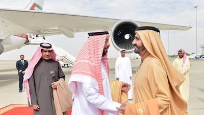 Sheikh Mohammed welcomes President Sheikh Khalifa on his return to Al Ain in January 2013 after a private visit to Pakistan. Wam
