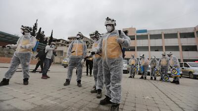 Syrian volunteer group The White Helmets have been disinfecting schools in the Aleppo countryside as part of efforts to contain coronavirus. Courtesy: The White Helmets.