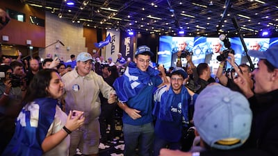 JERUSALEM - OCTOBER 28: Supporters gather at the Likud Party election-night event at the Teddy Hall on October 28, 2026 in Jerusalem. Voters are heading to the polls in Israel to elect 120 members of the Knesset, which will determine the make-up of the government that succeeds incumbent Prime Minister Benjamin Netanyahu's right-wing coalition. The legislative elections are the first to be held since the Hamas-led attacks against Israel on October 7, 2023. (Photo by Chris McGrath / Getty Images)