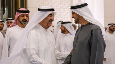 The President bids farewell to Sheikh Saud bin Rashid Al Mualla, Ruler of Umm Al Quwain