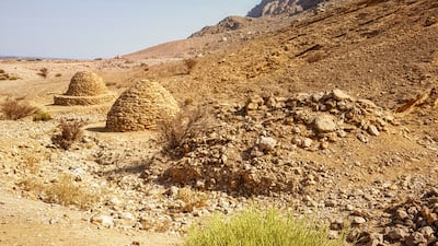 Ancient tombs at Jebel Hafeet in Al Ain, which were examined by a Danish archaeological team in the 1950s. Photo: Alexander McNabb